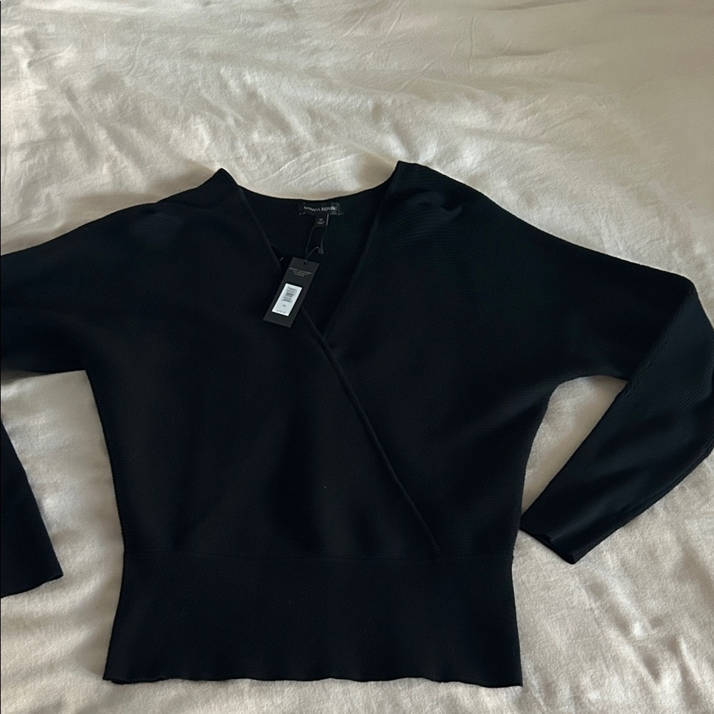 Banana Republic Black Modern Wrap Sweater